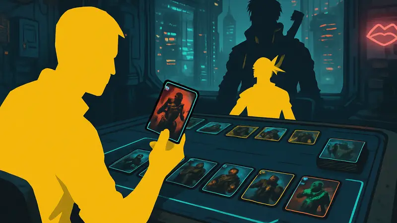 Изображение карточной игры по Cyberpunk 2077, показывающее игровой процесс и карты.