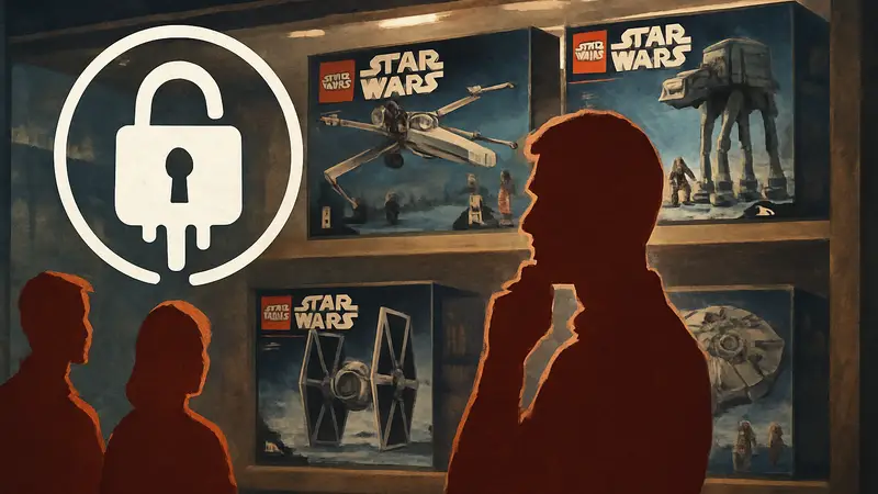 Изображение наборов LEGO Star Wars 2027 года, символ утечки и ожиданий фанатов