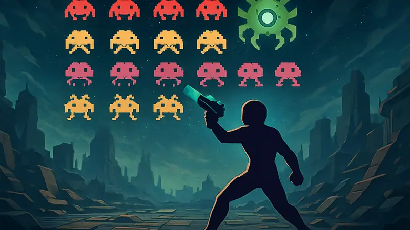 Скриншот или обложка игры StarVaders, демонстрирующая уникальный геймплей и дизайн.