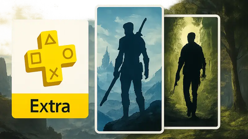 Логотип PS Plus Extra и обложки двух новых игр для PS5, добавленных в июне 2026.