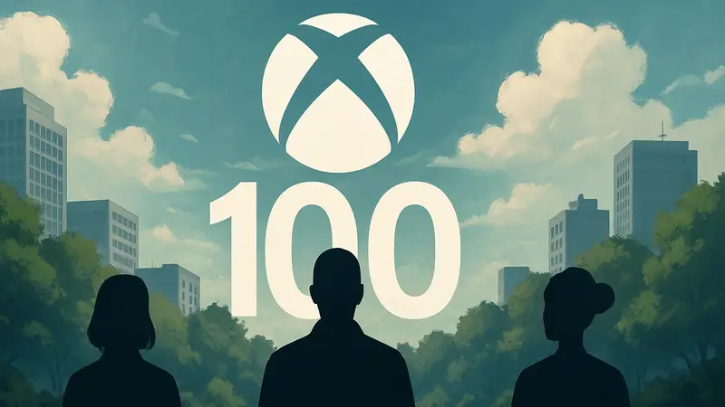Логотип Xbox и надпись '100 дней', символизирующие новые планы развития.