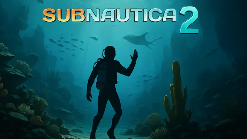 Логотип Subnautica 2 на фоне подводного мира, показывающий успех продаж