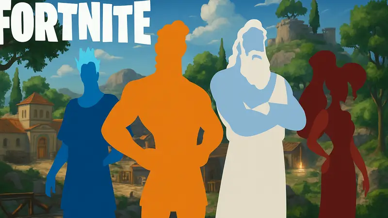 Скины Геркулеса, Зевса, Аида и Мегары из мультфильма Disney в игре Fortnite