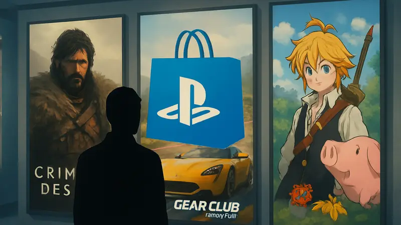 Логотип PlayStation Store с обложками новых игр.