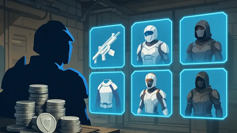 Игровая валюта в шутере Highguard, демонстрация косметических предметов и скинов.