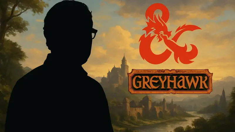 Люк Гигакс и логотип D&D Грейхок, символизирующие новую коллаборацию и возвращение мира