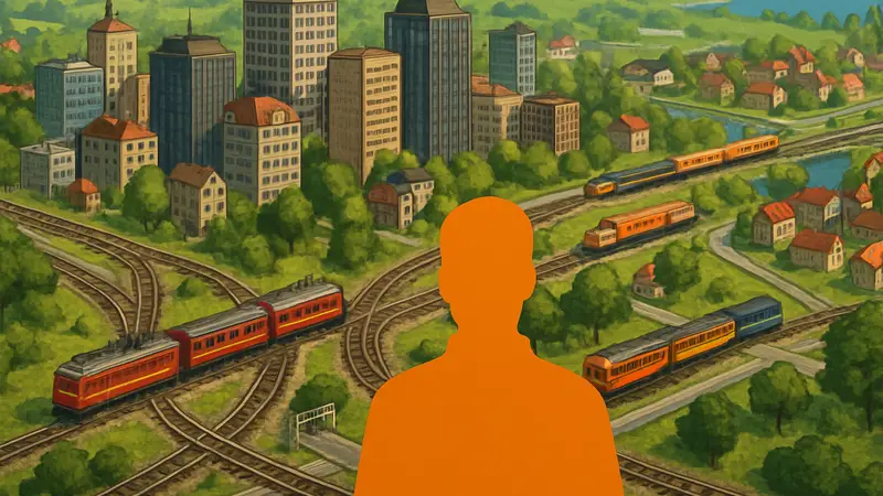 Скриншот Transport Tycoon Deluxe с поездами и городами