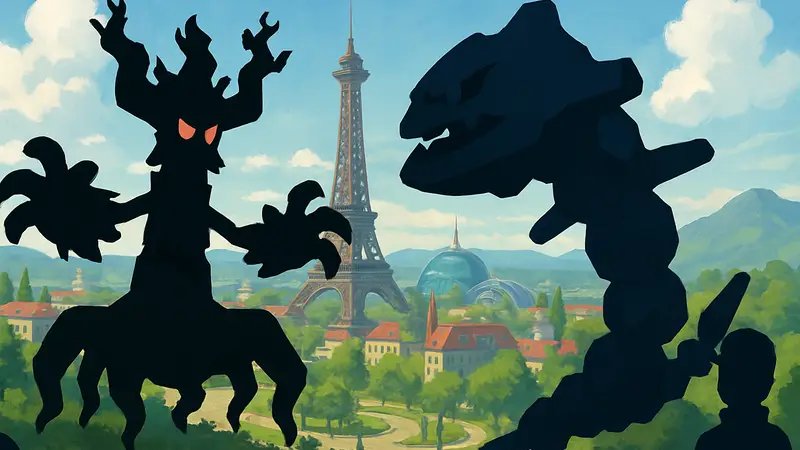 Покемон Тревенант и Стиликс из Pokemon Legends Z-A на фоне игрового мира
