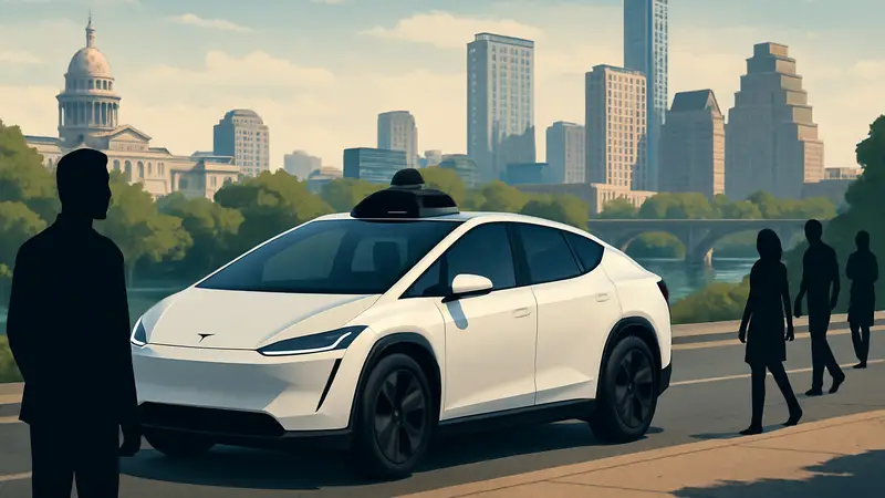 Беспилотное такси Tesla Cybercab, город Остин, автономное вождение, испытания Tesla