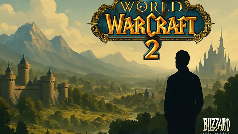 Обложка или арт World of Warcraft, возможно, с логотипом Blizzard.