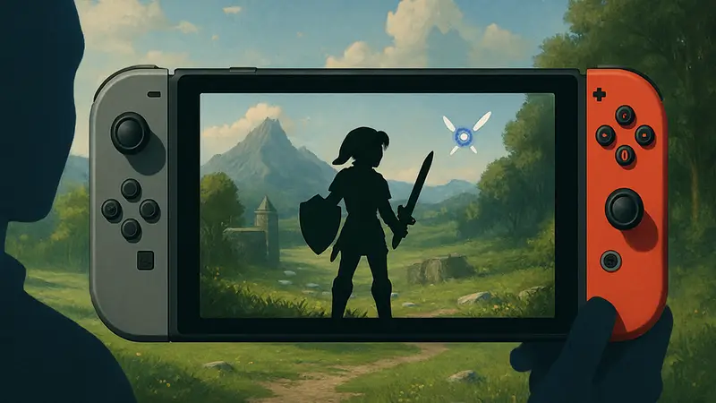 Герой Линк из The Legend of Zelda: Ocarina of Time на экране Nintendo Switch