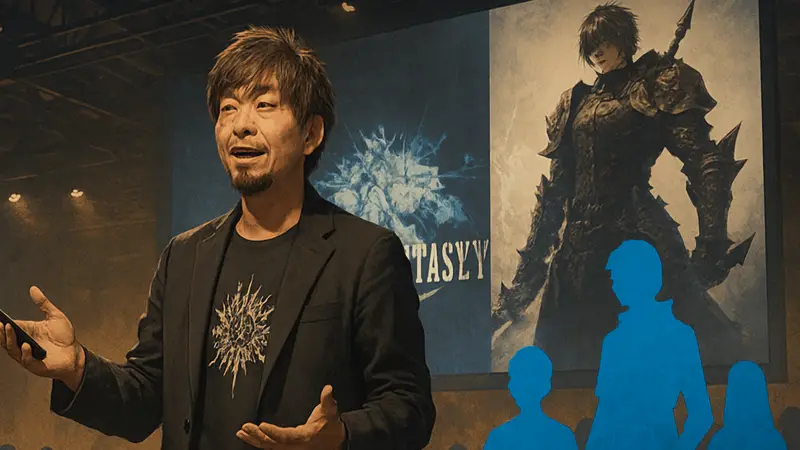 Наоки Ёсида на Fanfest, обсуждающий будущее Final Fantasy XIV и новые режимы игры.