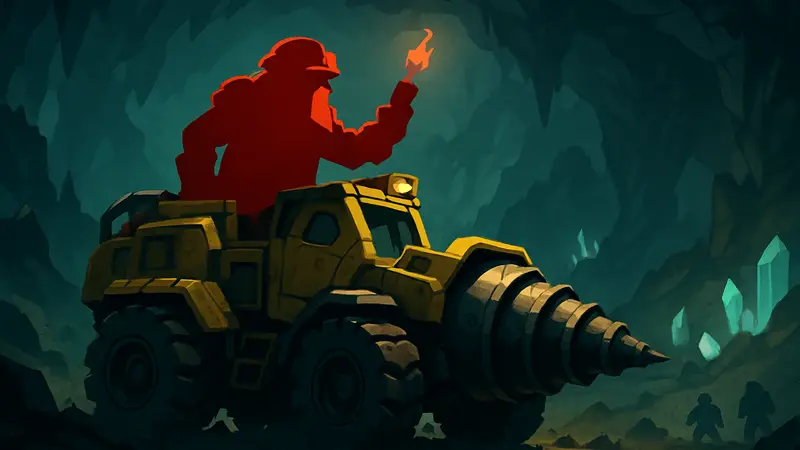 Подрывник на бульдозере в игре Deep Rock Galactic: Survivor