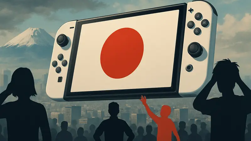 Изображение консоли Nintendo Switch 2, символизирующее успех продаж в Японии и сопутствующие проблемы.