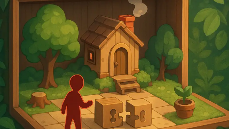 Игровой скриншот новой уютной головоломки Woodo с милыми диорамами и элементами пазла