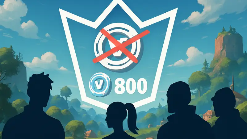 Логотип Fortnite Crew с перечёркнутой суммой в 1000 V-баксов и новой суммой в 800 V-баксов.