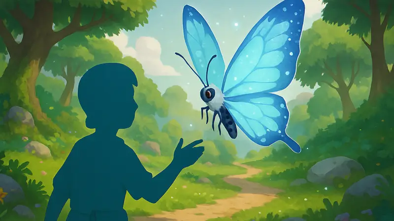 Бабочка-морозник (Frostspore Butterfly) в игре Heartopia, иллюстрация к гайду по локациям для квеста Нанивы.
