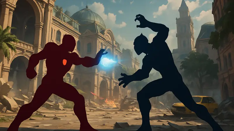 Герои Marvel Rivals: Железный Человек и Черная Пантера в битве. Скриншот игры.