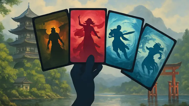 Изображение четырех новых промо-карт Magic: The Gathering для японского рынка.