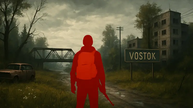 Обложка игры Road to Vostok с постапокалиптическим пейзажем, напоминающим S.T.A.L.K.E.R.