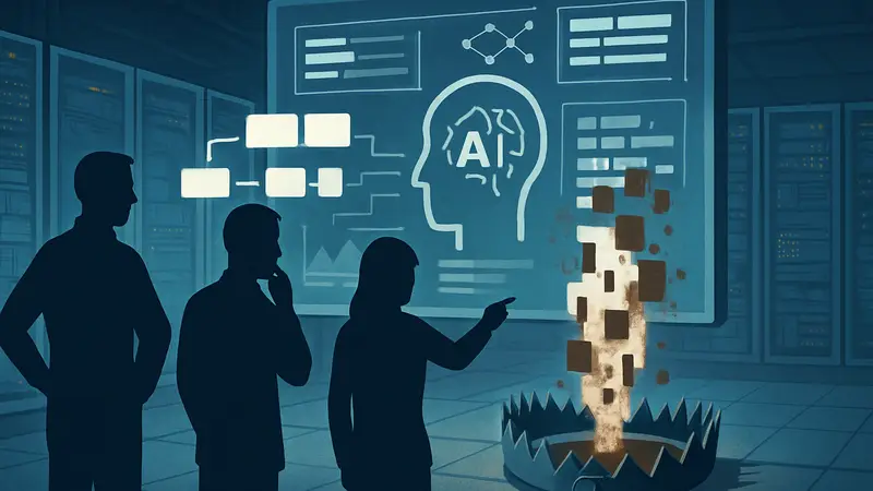 Схема корпоративных ИИ-проектов с данными, показывающая проблему некачественной информации.