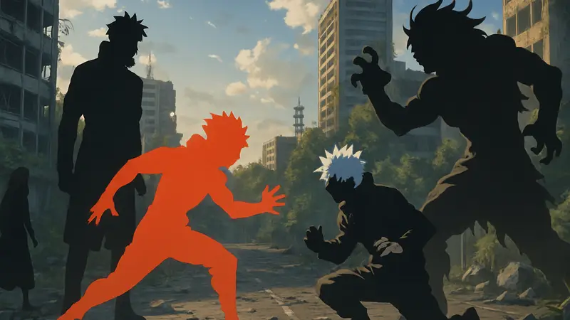 Кадр из аниме Jujutsu Kaisen, битва в Колонии Сэндай, персонажи аниме, эпичная сцена