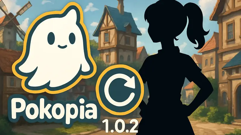 Логотип Pokemon Pokopia и символ обновления, патч 1.0.2
