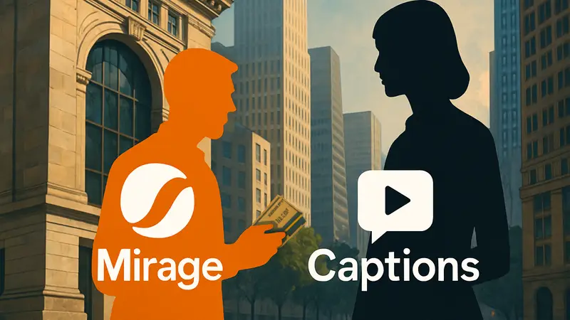 Логотип Mirage и Captions, символизирующий инвестиции в ИИ-приложение для редактирования видео