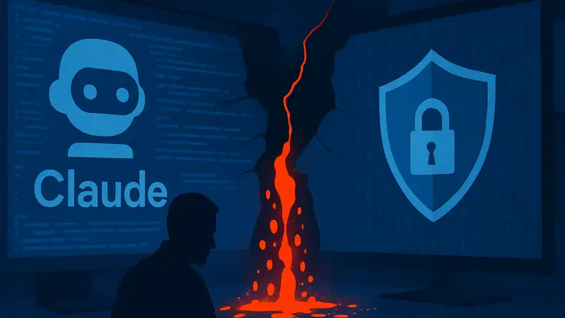 Схематичное изображение утечки данных из кода ИИ-модели Claude Code, кибербезопасность