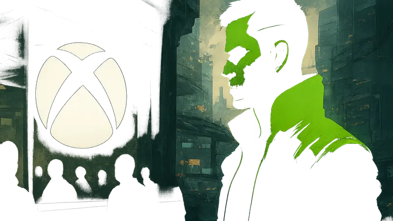 Логотип Xbox и изображение персонажа из Cyberpunk 2, символизирующие новости игровой индустрии.