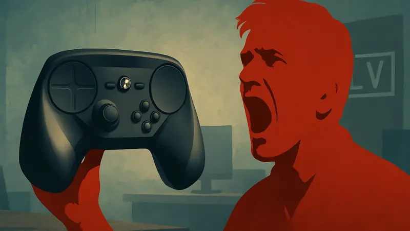 Контроллер Steam Controller, изображение «Крика Вильгельма», логотип Valve