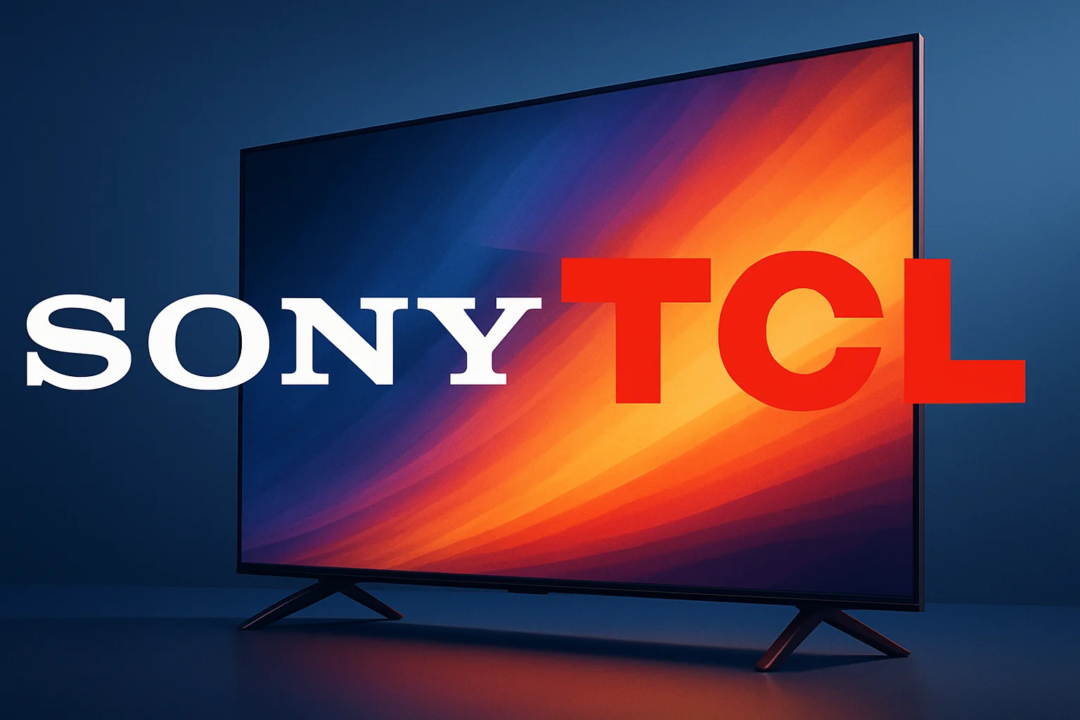 Логотипы Sony и TCL на фоне современного телевизора, символизирующие слияние их интересов на рынке.