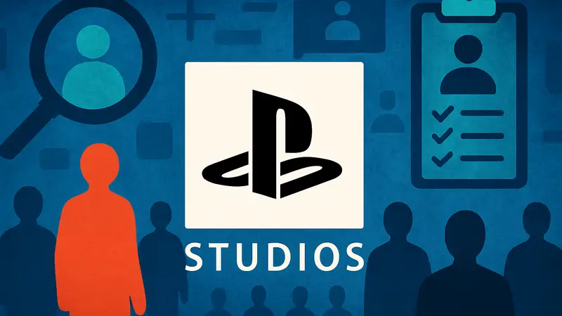 Логотип PlayStation Studios на фоне значков вакансий и набора сотрудников