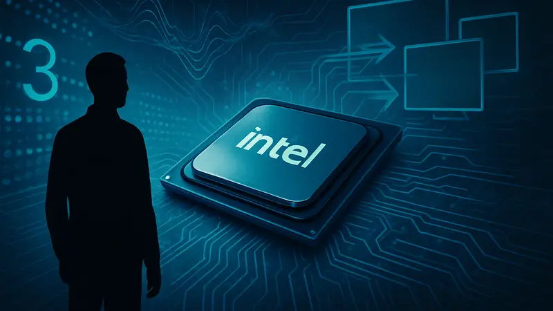 Процессор Intel на фоне графики, символизирующей технологии XeSS 3 и Multi-Frame Generation.