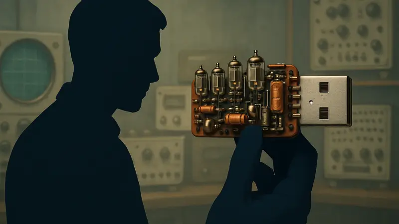 Миниатюрный USB-накопитель, собранный вручную из компонентов 1950-х годов