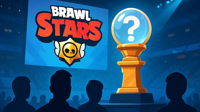 Логотип Brawl Stars с киберспортивным атрибутом, символизирующим награды за предсказания.