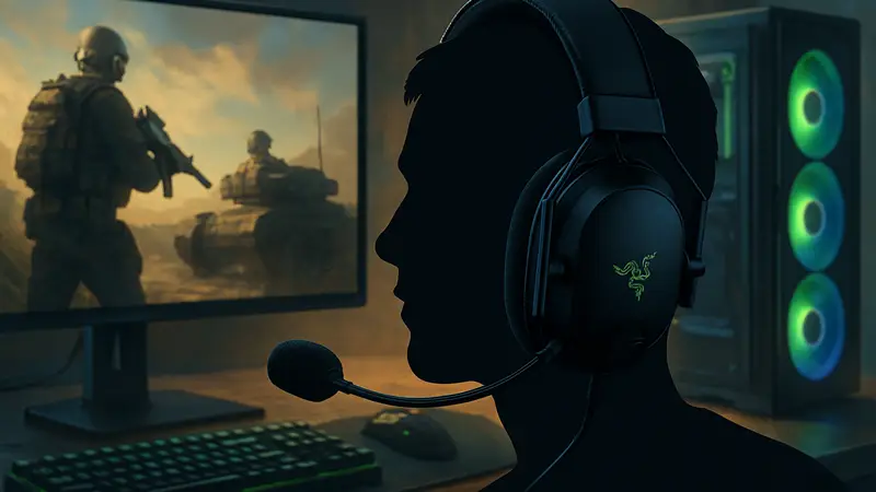 Игровая гарнитура Razer BlackShark V3 Pro на фоне ПК-сетапа