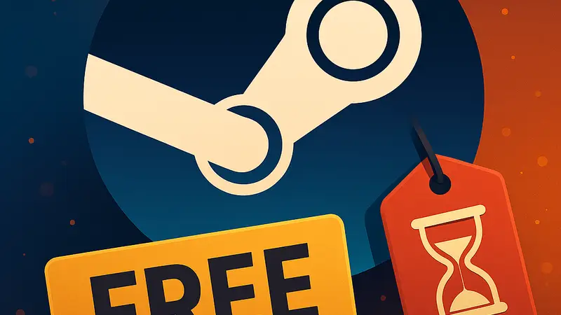 Изображение логотипа Steam с пометкой «Бесплатная игра», указывающее на акцию с ограниченным сроком действия.