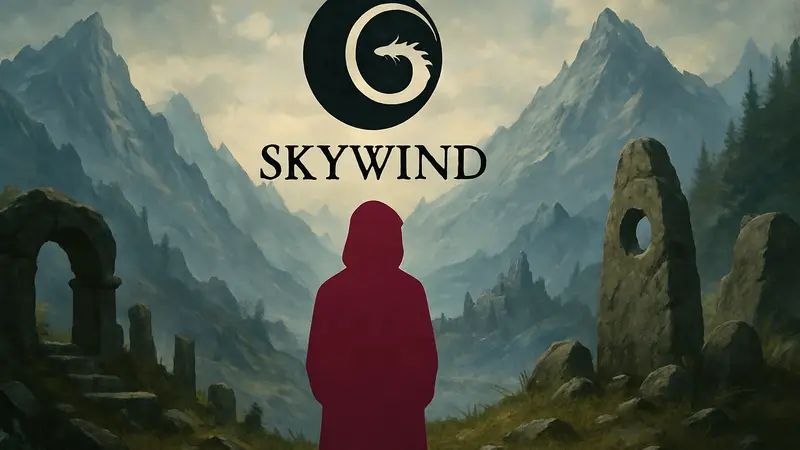 Памятный арт или логотип Skywind, посвященный моддеру Kettlewitch, с датами жизни.