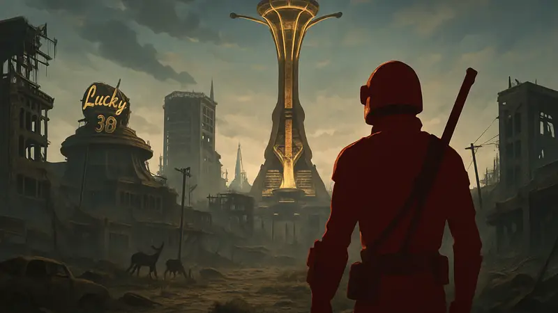 Изображение постапокалиптического мира Fallout New Vegas с обновленной графикой, ремастер игры