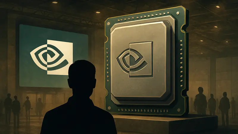 Логотип Nvidia и изображение процессора, символизирующее выход первого CPU от компании для ПК.