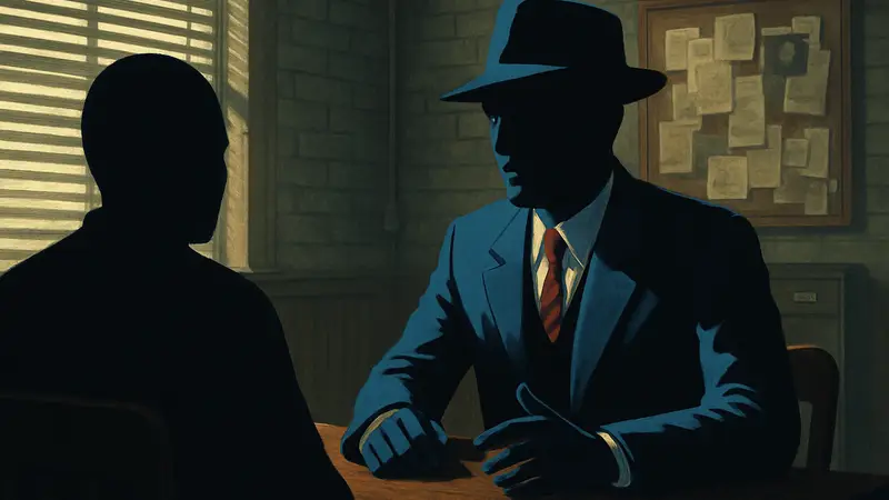 Главный герой L.A. Noire Коул Фелпс в сцене допроса, вспоминая 15-летие игры.