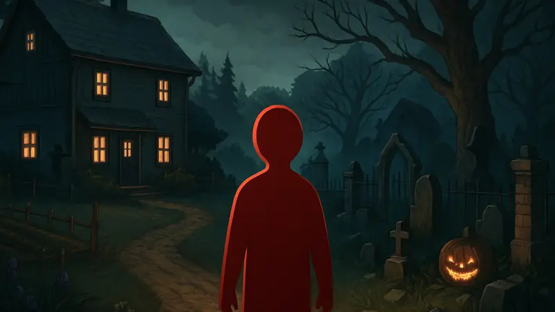 Кадр из игры Grave Seasons, уютного хоррора-симулятора жизни от Blumhouse Games.