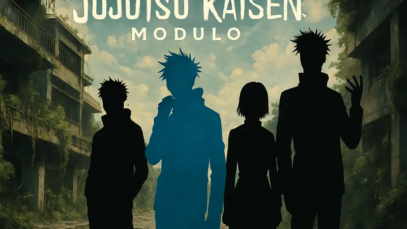 Обложка манги Jujutsu Kaisen Modulo с персонажами на фоне.