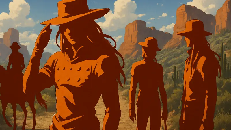 Постер аниме Steel Ball Run из JoJo's Bizarre Adventure с персонажами и логотипом