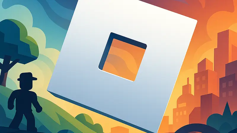 Логотип Roblox на фоне абстрактной графики, символизирующей игровую платформу.