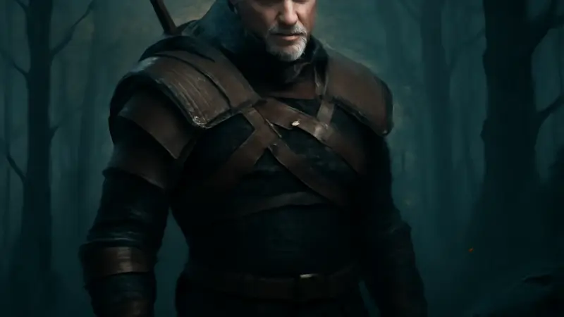 Геральт из Ривии, персонаж The Witcher 3, в мрачной лесной местности, намекающей на новое приключение.