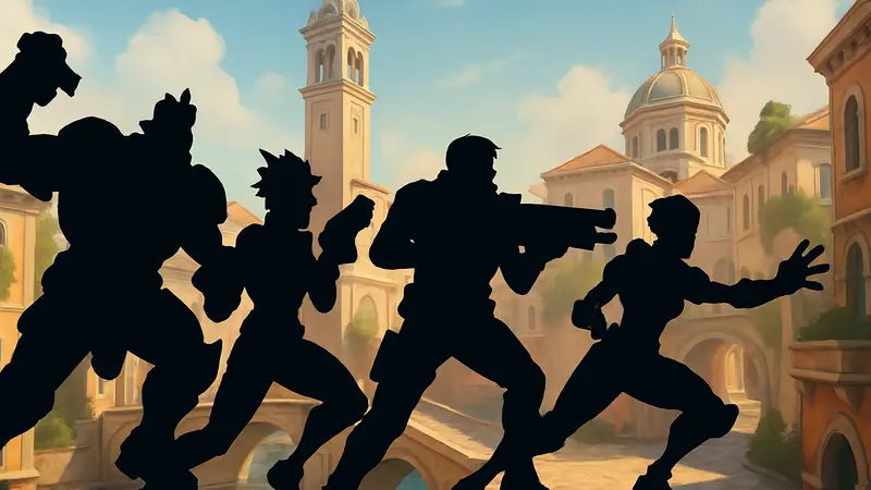 Персонажи Overwatch 2 в динамичной позе на фоне кар