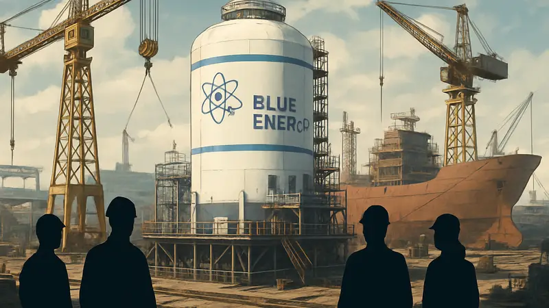 Ядерный реактор Blue Energy строится на верфи, инновации в энергетике.