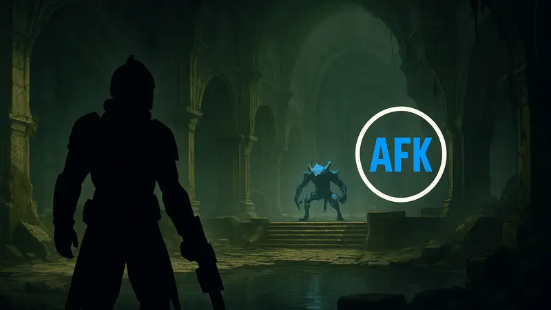 Игрок Destiny 2 в подземелье, символ AFK-фарма.
